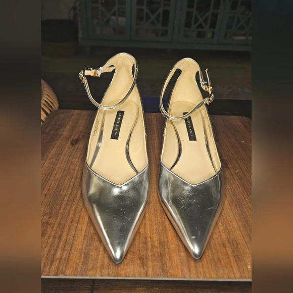 Charles & Keith Buckle Closure Ankle Strap Pointed Toe Pumps - Silver - Picture 4 of 15